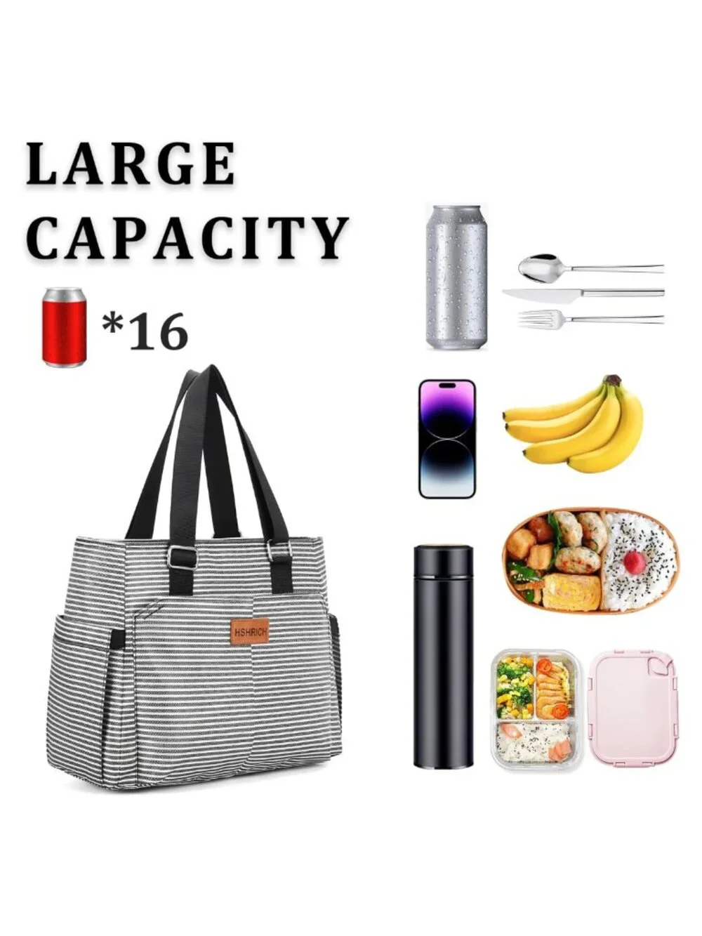 Insulated Lunch Bag Large Tote Lunch Box for Work Aluminum Oxford